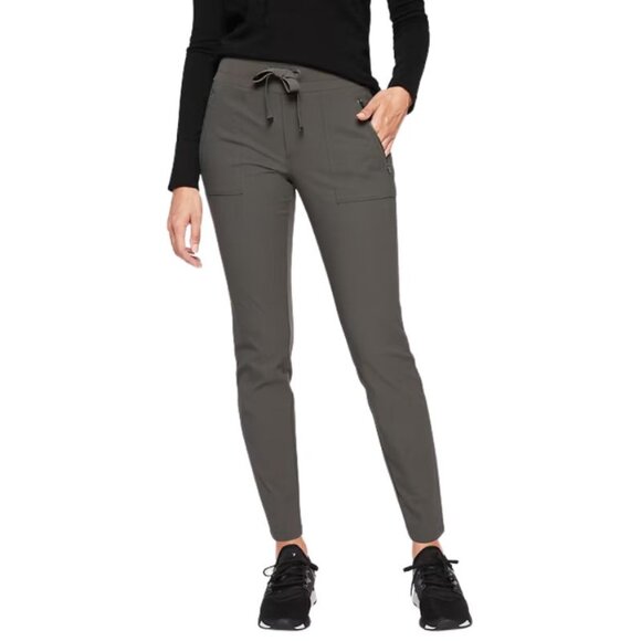 Athleta Headlands Hybrid Pants 2 Tall Gray Nylon Zip Pockets Drawstring Waist - Picture 1 of 11